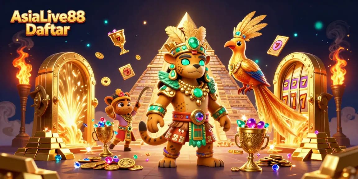 Immerse in thrilling action with AsiaLive88 Daftar, featuring exciting slot reels and vibrant gemstones.