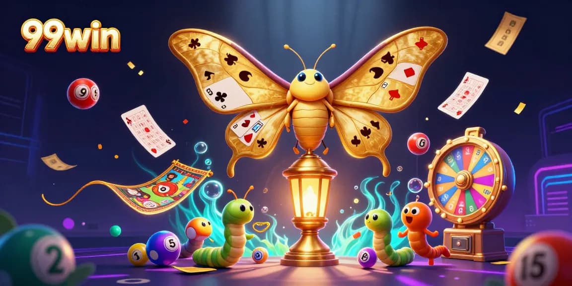 Engage in gaming excitement at 99win with vibrant lottery balls and casino-themed elements