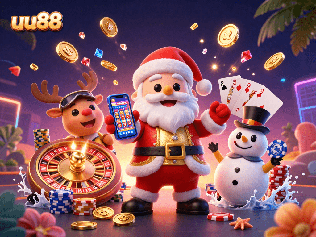 Experience the excitement of uu88 with Santa and friends winning big at the casino.