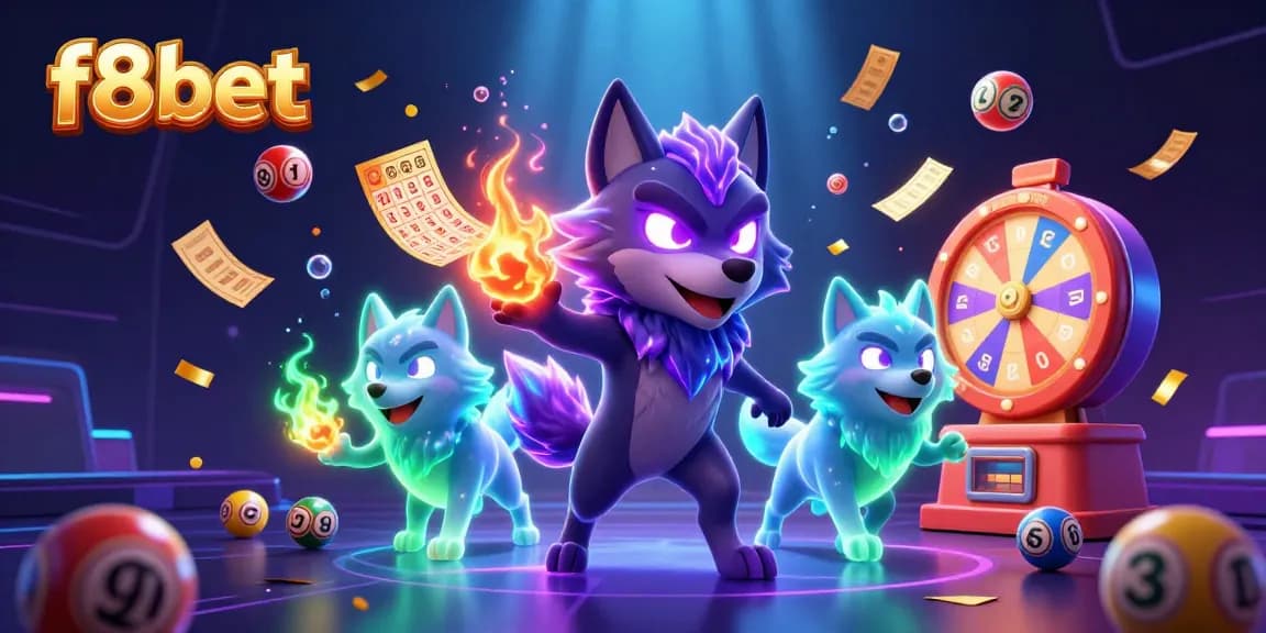 Engage with the thrilling excitement of f8bet's dynamic lottery scene featuring vibrant spirits and energetic game elements.