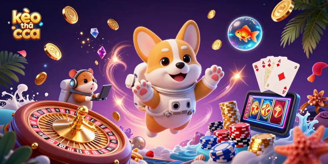 Experience kèo nhà cái in a vibrant, dynamic space casino scene filled with animated characters and captivating elements.