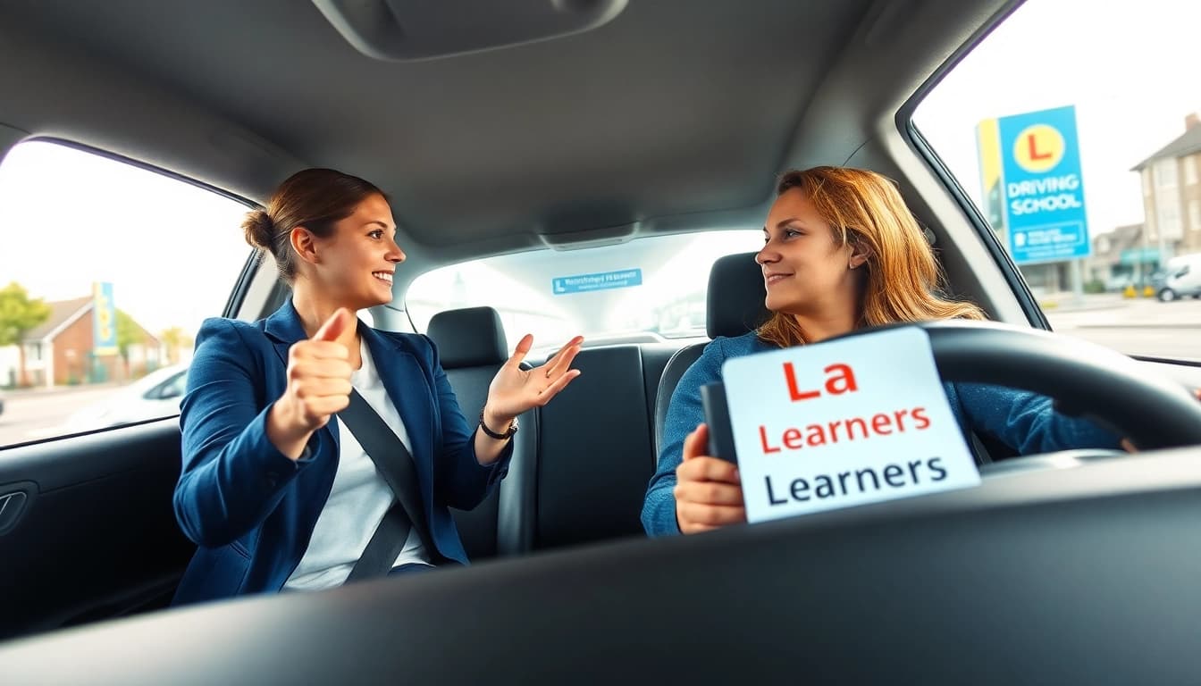 Engaging automatic driving lessons Portsmouth with a professional instructor guiding a learner.