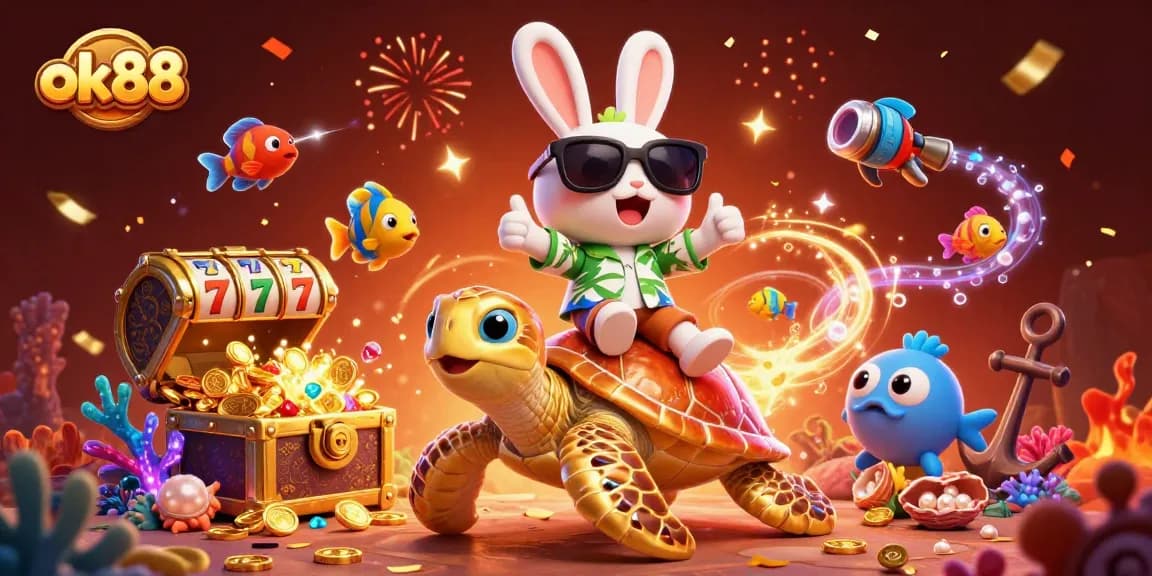 Experience winnings with ok88's vibrant casino scene featuring playful characters and dynamic gambling elements.
