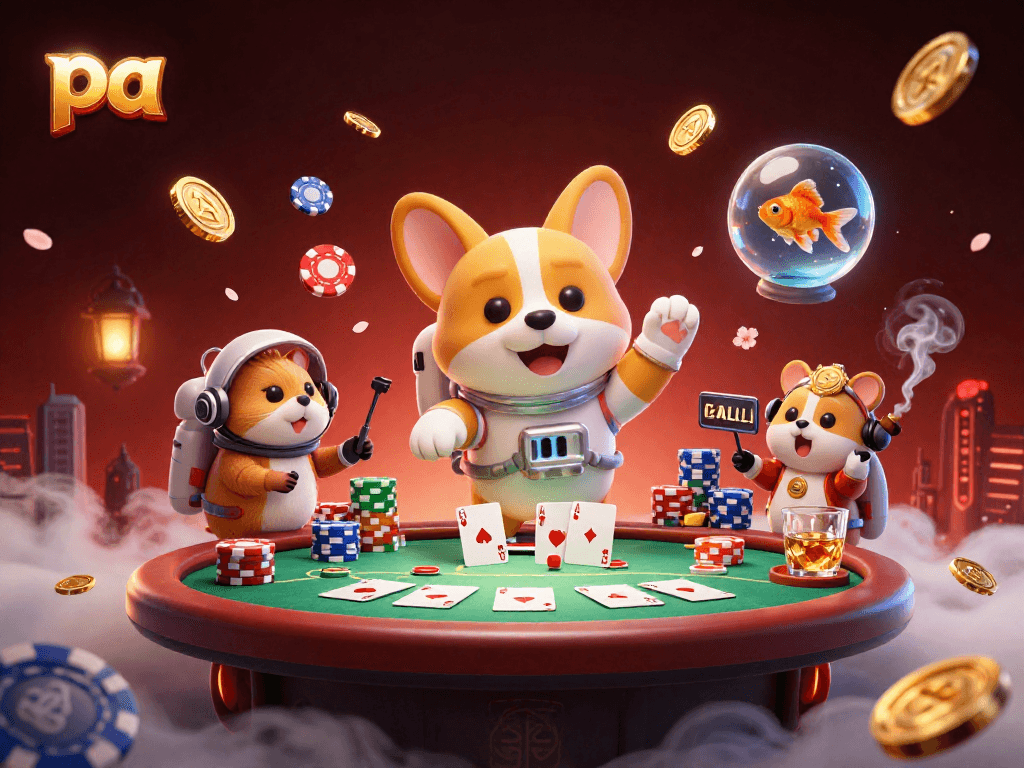 Experience thrilling gaming action with pa in a vibrant casino space scene featuring cards and chips.