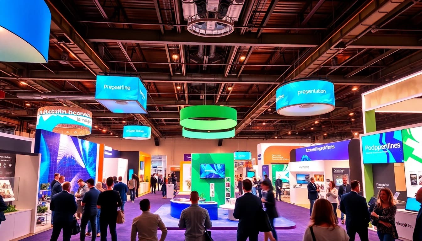 An interactive exhibition stand designed by exhibition stand designers UK, featuring stunning materials and engaging displays.