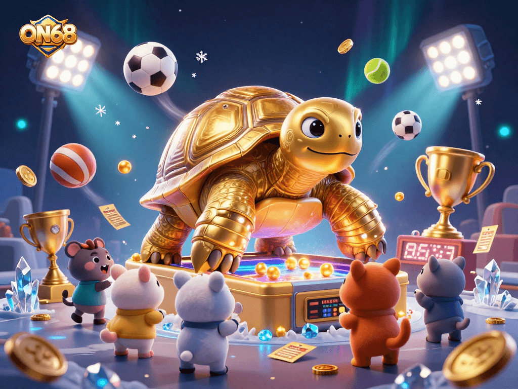 Join the excitement at ON68 as adorable animals queue up to play an interactive pinball game in an action-packed casino!
