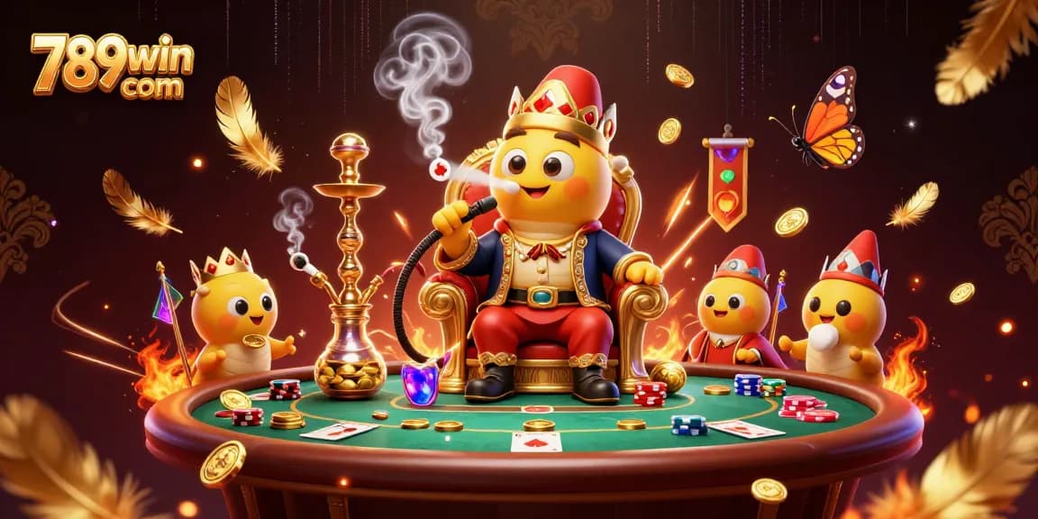 Place bets at 789win com with a vibrant casino scene showcasing the caterpillar poker master.
