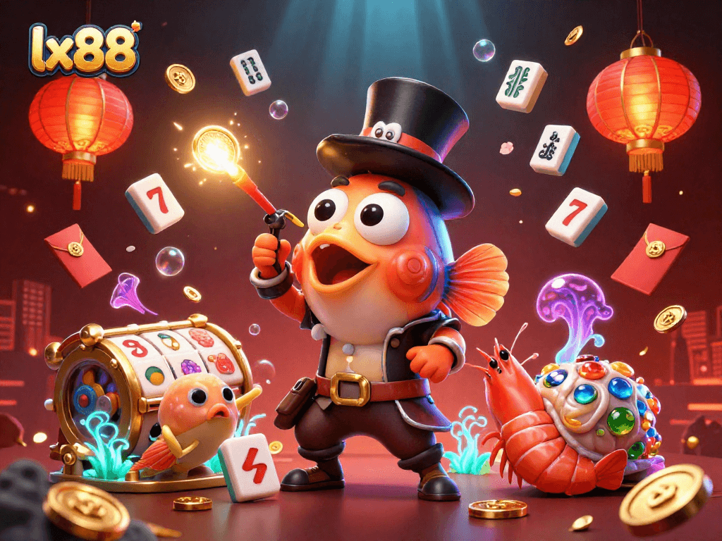 Engage with lx88's thrilling adventure featuring vibrant underwater casino characters and golden treasures.