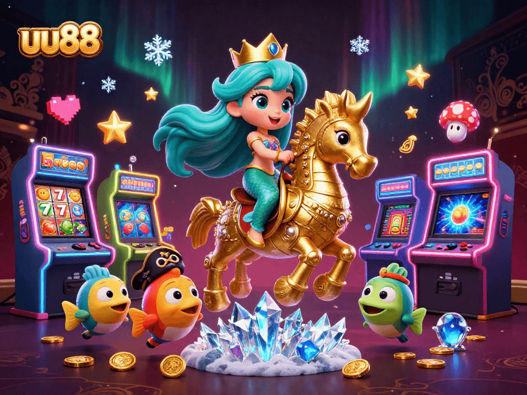 uu88 features an exciting scene with a vibrant mermaid princess and immersive casino elements