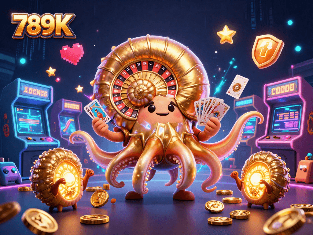 Experience thrilling casino action with 789K's giant nautilus roulette scene featuring lively arcade elements.
