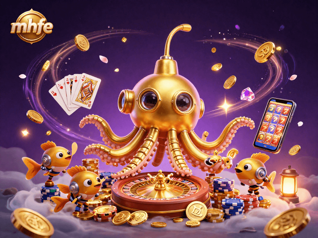mhfe reveals thrilling 3D cartoon scene with a golden kraken casino adventure.