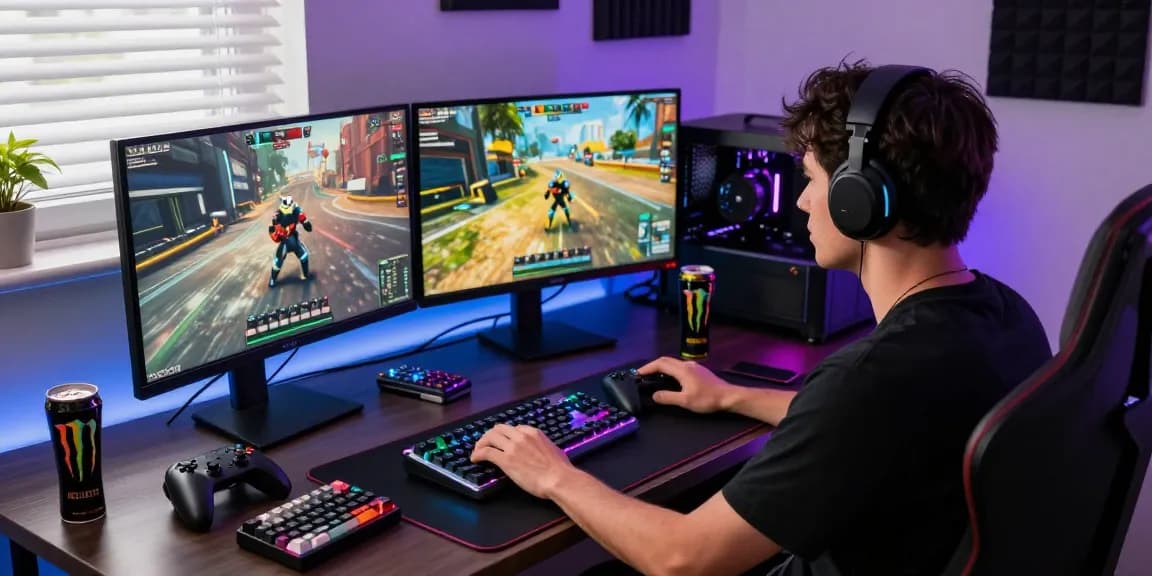 Custom ATK RS6 Air keyboard in an immersive gaming setup with vibrant RGB lights.