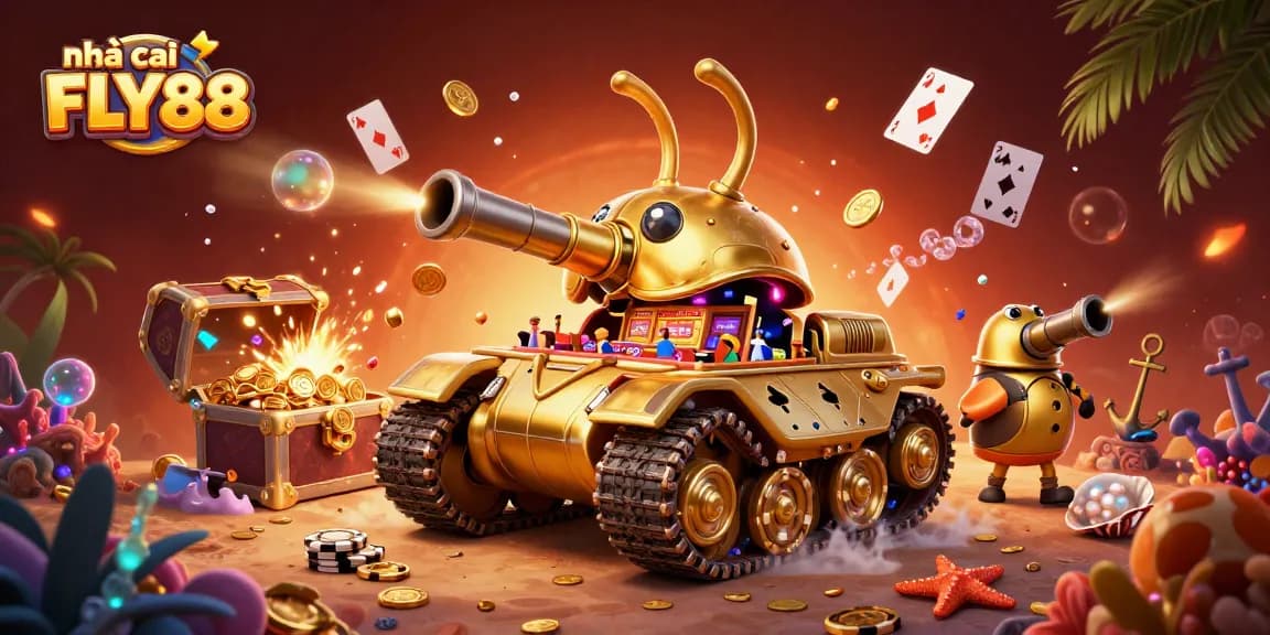 Experience the excitement of nhà cái FLY88 with a dynamic gaming scene featuring a vibrant casino tank.