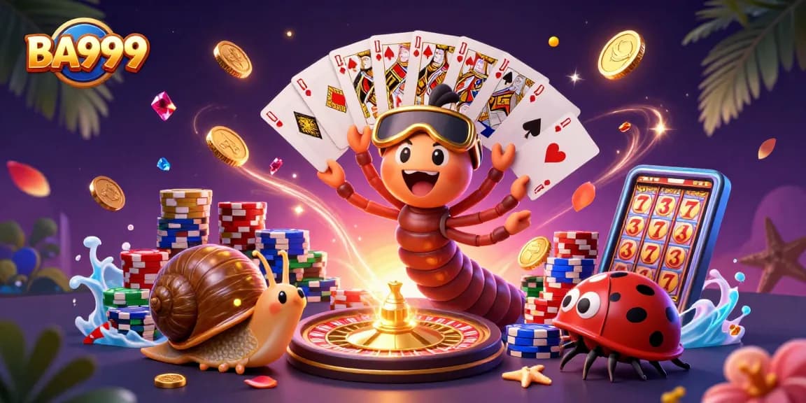 Engage in dynamic betting action with BA999 showcasing vibrant casino elements in an exciting 3D illustration.