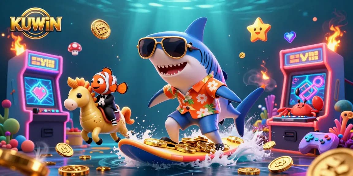 Engage in exciting casino gameplay with KUWIN, featuring vibrant characters and gambling elements.
