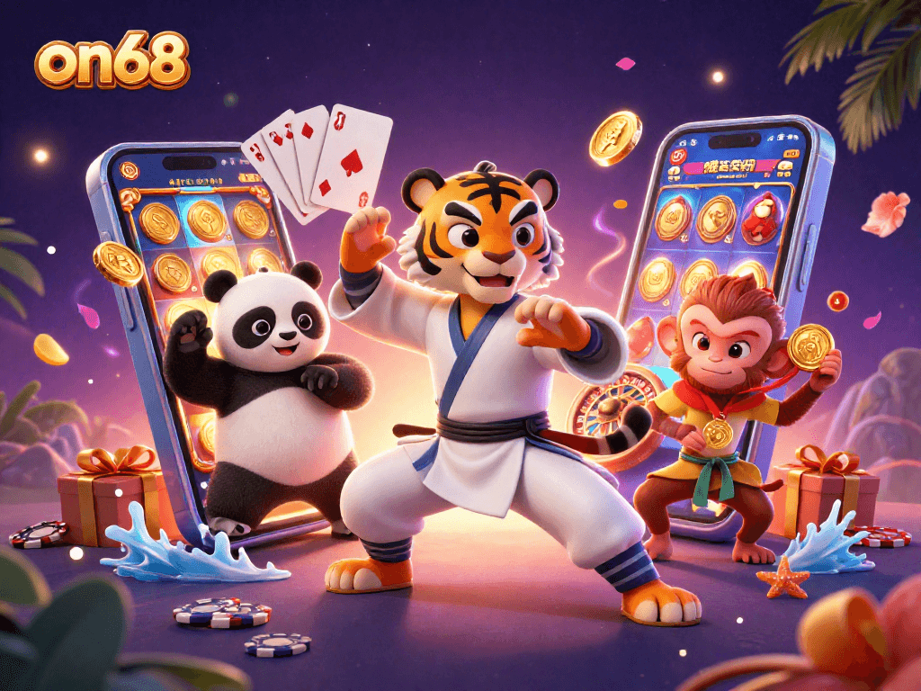 Experience excitement at on68 as a kung fu tiger performs stunts while a mischievous monkey steals treasure.