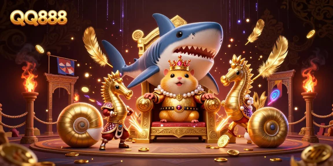 Experience QQ888's engaging gaming scene with colorful characters and dynamic casino action.