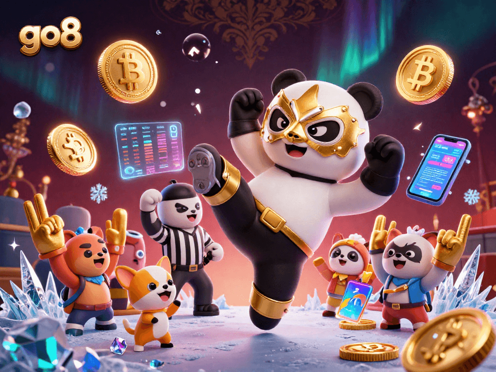 Experience thrilling action at go8, with a panda wrestler and crypto elements energizing the casino vibe.