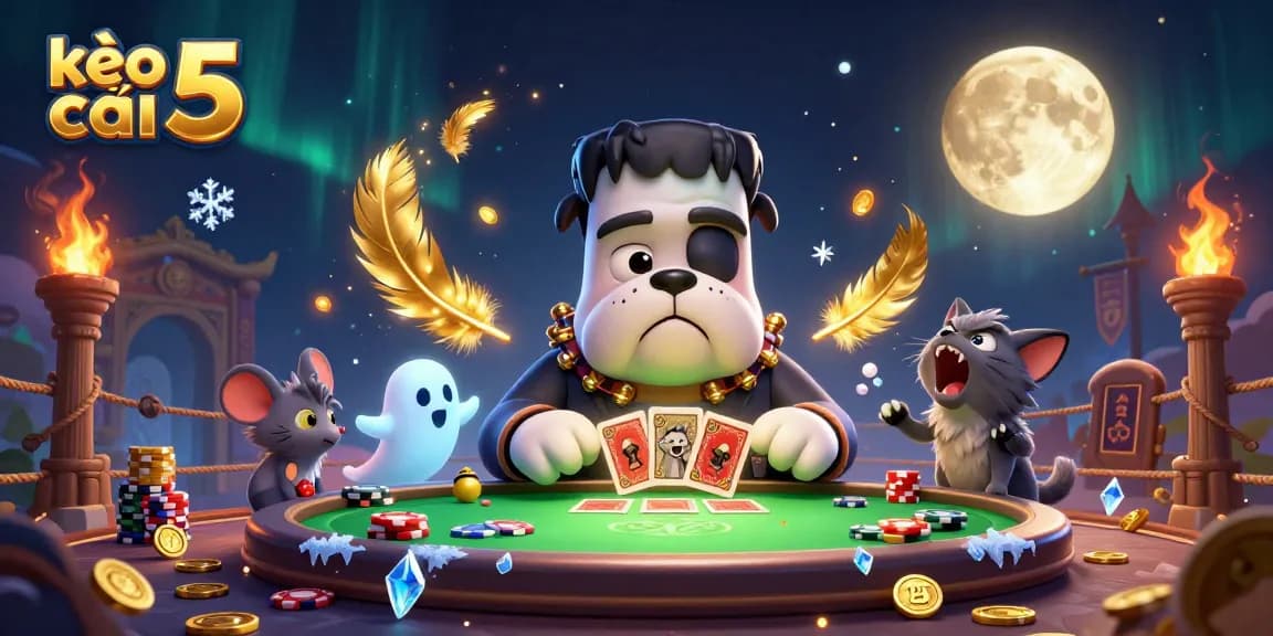 Engage in thrilling gameplay with kèo nhà cái 5, featuring a fun scene with cartoon characters and vibrant casino elements.