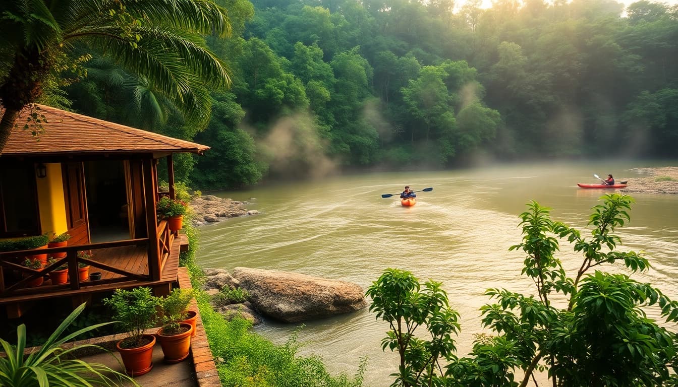Dandeli Hotels offering stunning riverside views, perfect for nature lovers and adventure enthusiasts.
