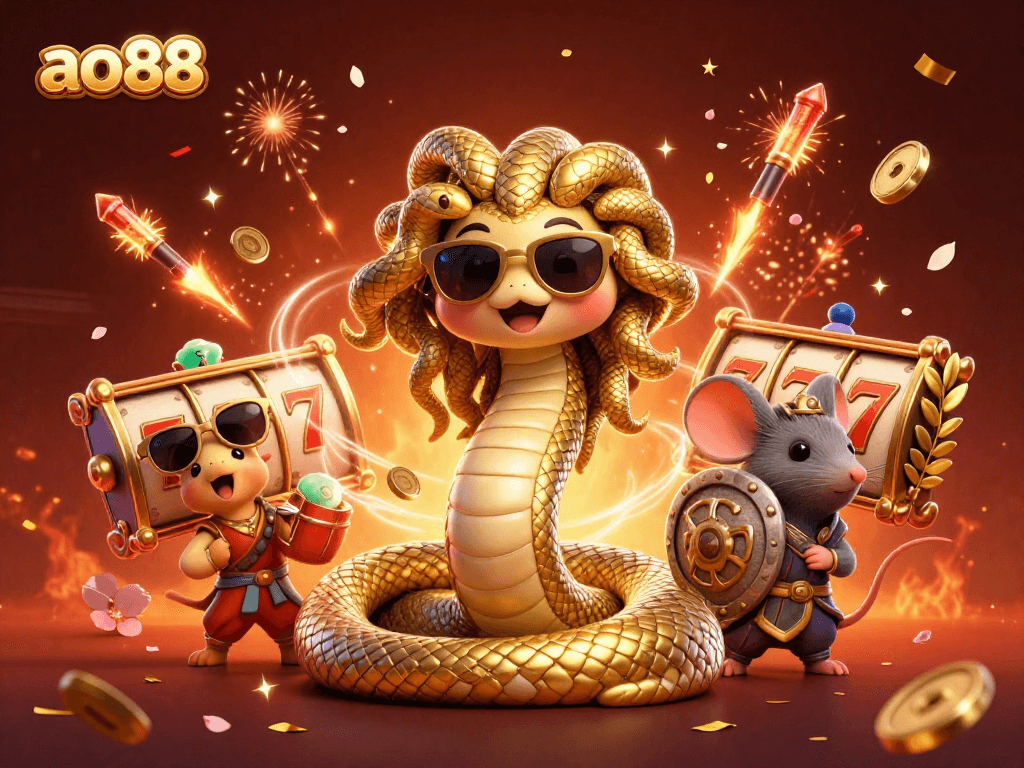Experience thrilling wins with ao88 in a vibrant slot game adventure featuring Medusa and a warrior mouse.