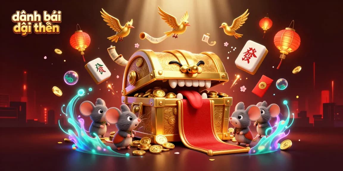 Engage in thrilling đánh bài đổi thưởng action with treasure-laden mice and glowing casino elements.