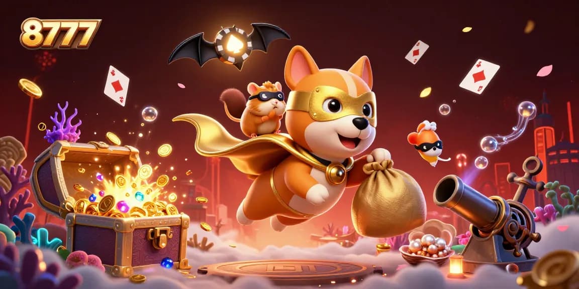 Win big with 8777's thrilling atmosphere, featuring action-packed characters intertwined with vibrant gambling elements.