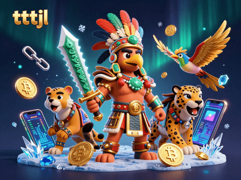 Engage with tttjl in this vibrant 3D illustration showcasing crypto casino thrills.