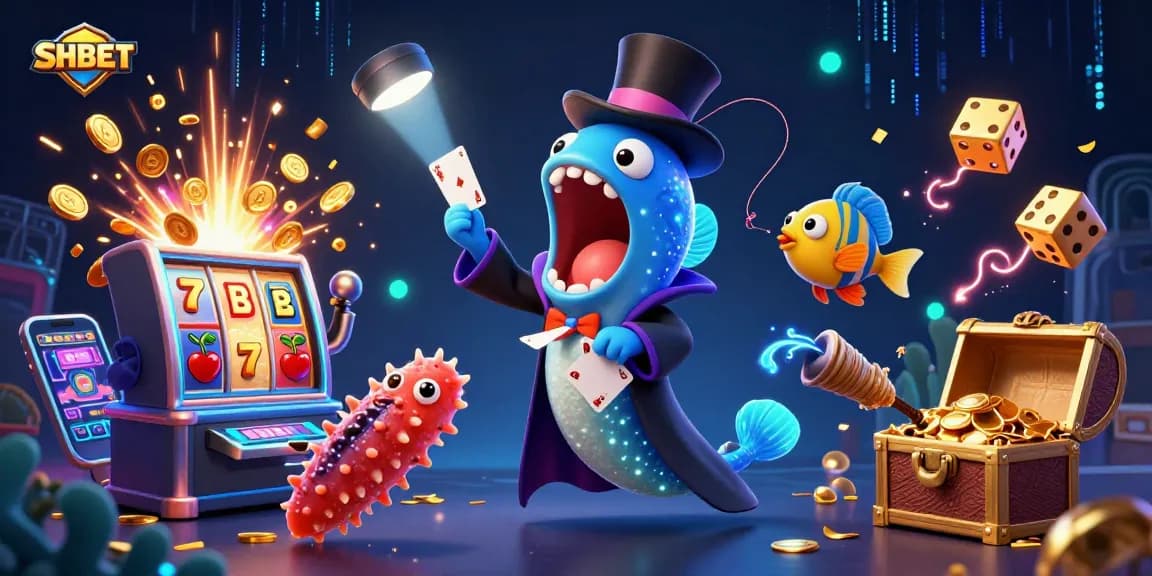 Experience SHBET's exciting world of gaming with vibrant casino elements and magical characters.