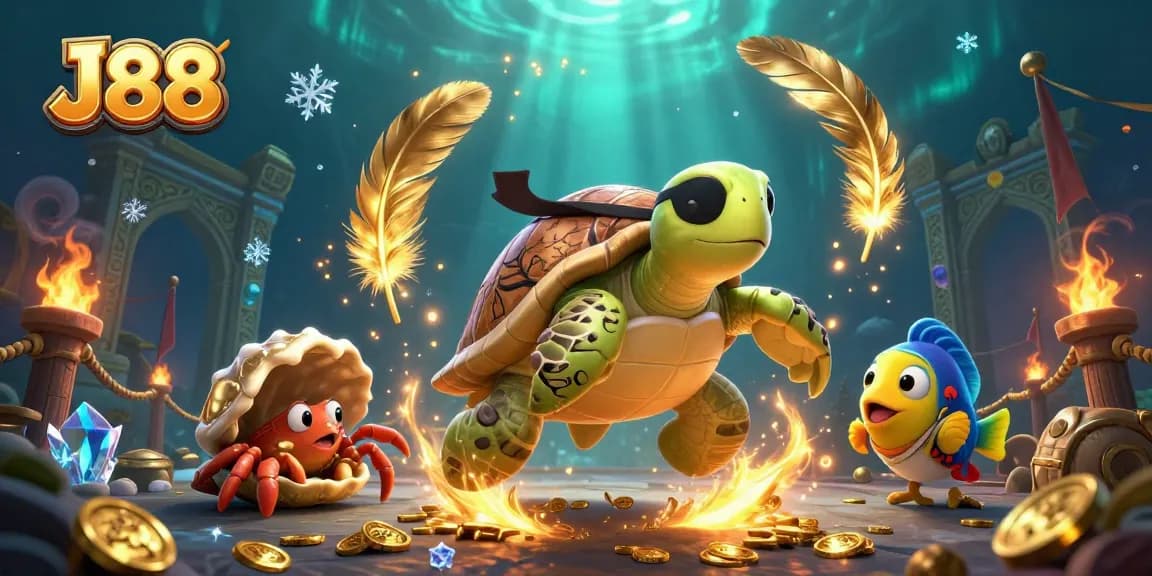 Engage in J88 casino thrills with characters amidst underwater treasures, vibrant and dynamic scene.