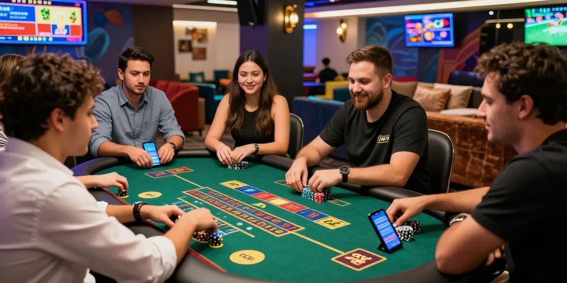 Exciting CK 444 gaming scene with players enjoying games and mobile app.