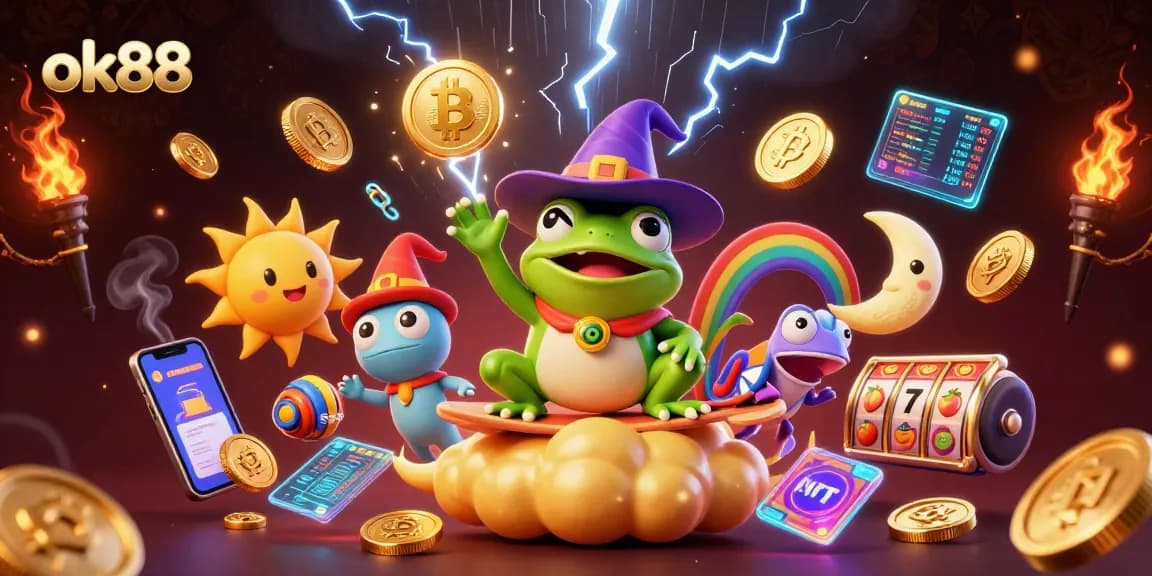 Experience the excitement of ok88 casino with a vibrant 3D illustration showcasing thrilling game elements.
