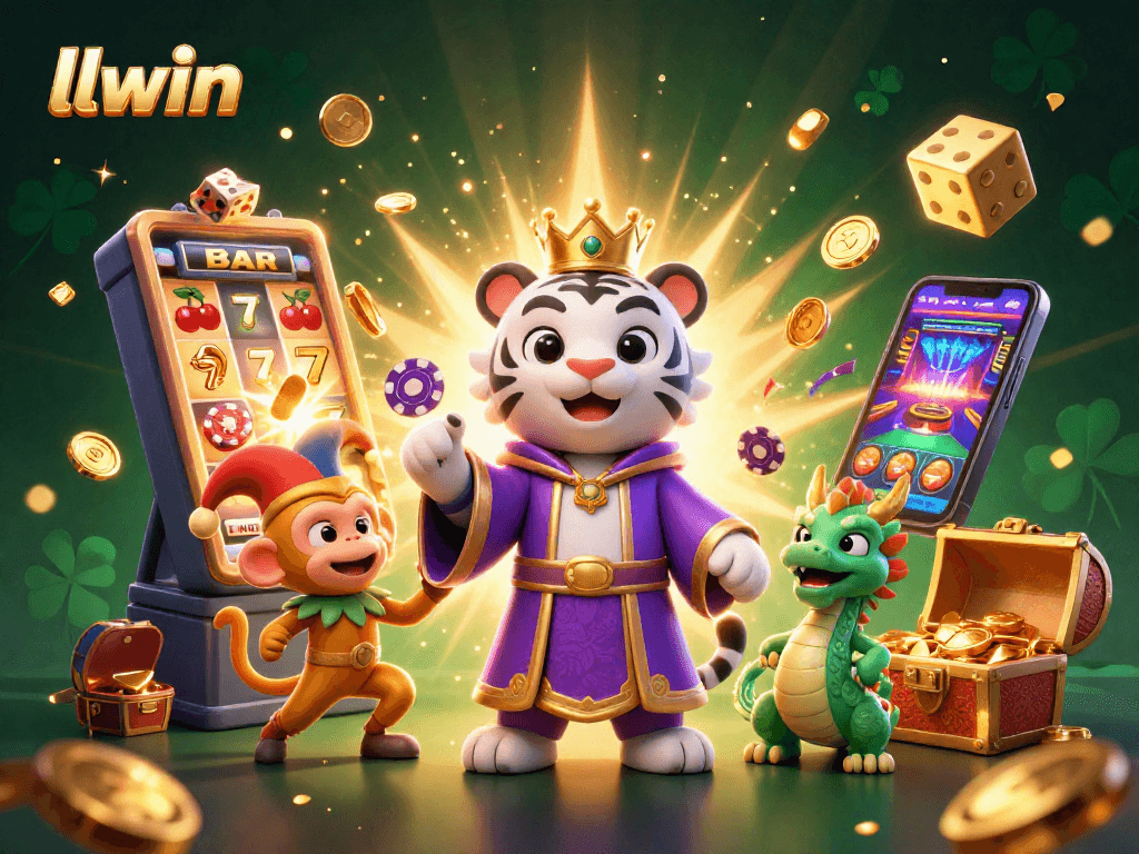 Experience jackpot excitement with llwin through vibrant 3D casino characters and spinning slot machines.