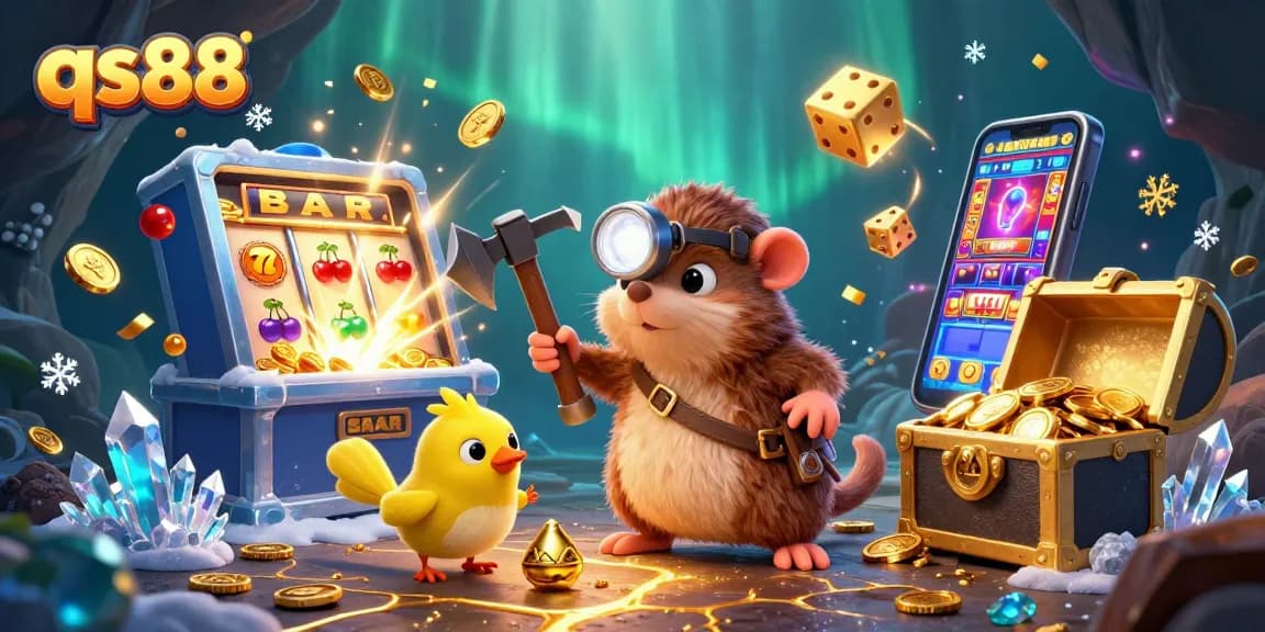 Experience jackpots at qs88 with vibrant 3D treasure scenes and dynamic casino symbols.