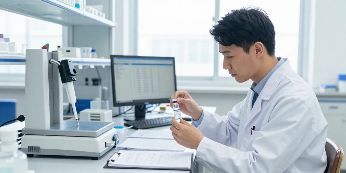 Scientist preparing Retatrutide samples in a professional lab environment, reflecting high research standards in the UK.