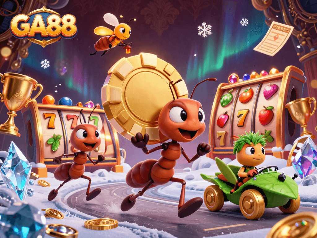 Join the GA88 team of ants in a thrilling heist scene, capturing big wins at the slots!