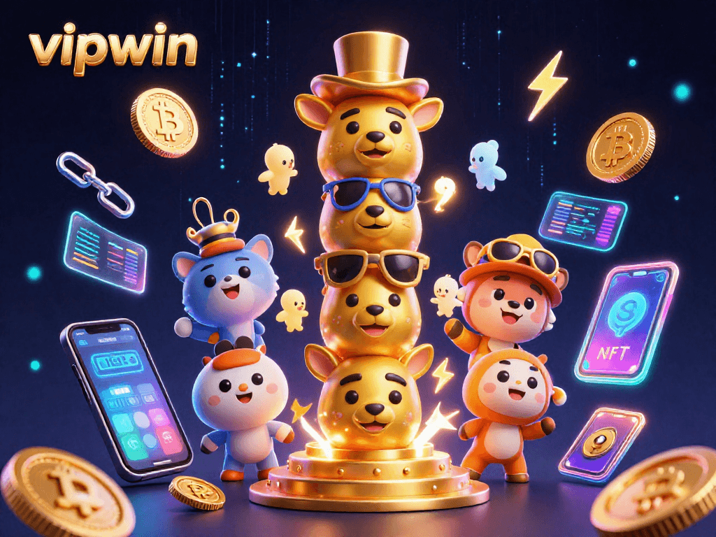 Experience thrilling action at vipwin with vibrant digital casino illustrations featuring iconic gaming elements.