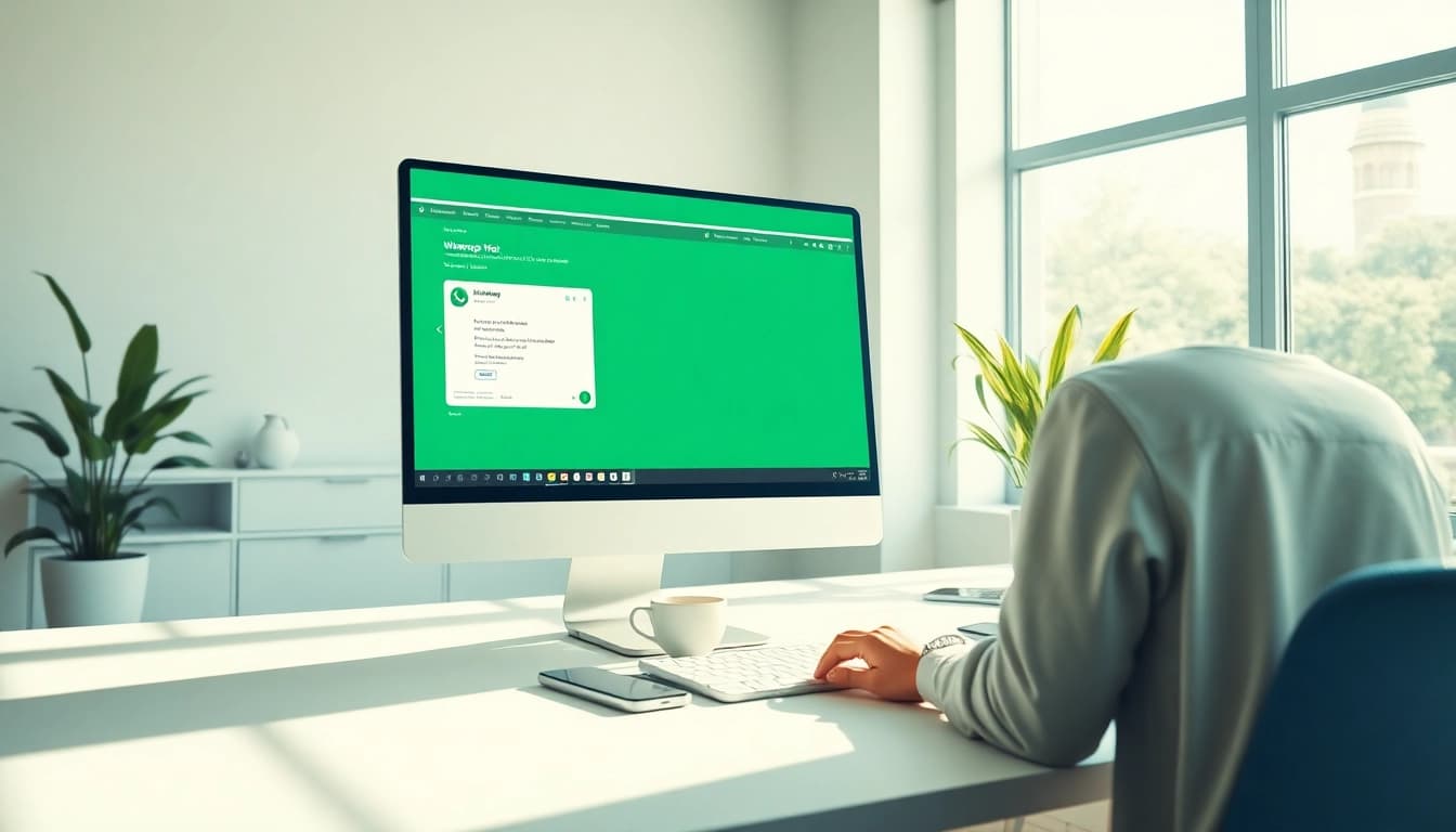 Seamless communication with WhatsApp Web in a modern office setting.