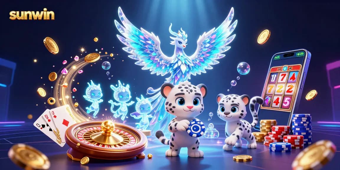 Engage with sunwin's vibrant casino scene featuring golden coins and dynamic characters.