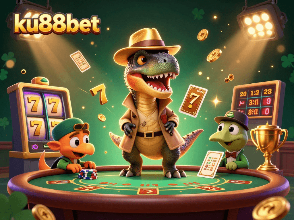 Engage in thrilling gameplay with ku88bet at a vibrant casino illustrated scene showcasing excitement and dynamic elements.
