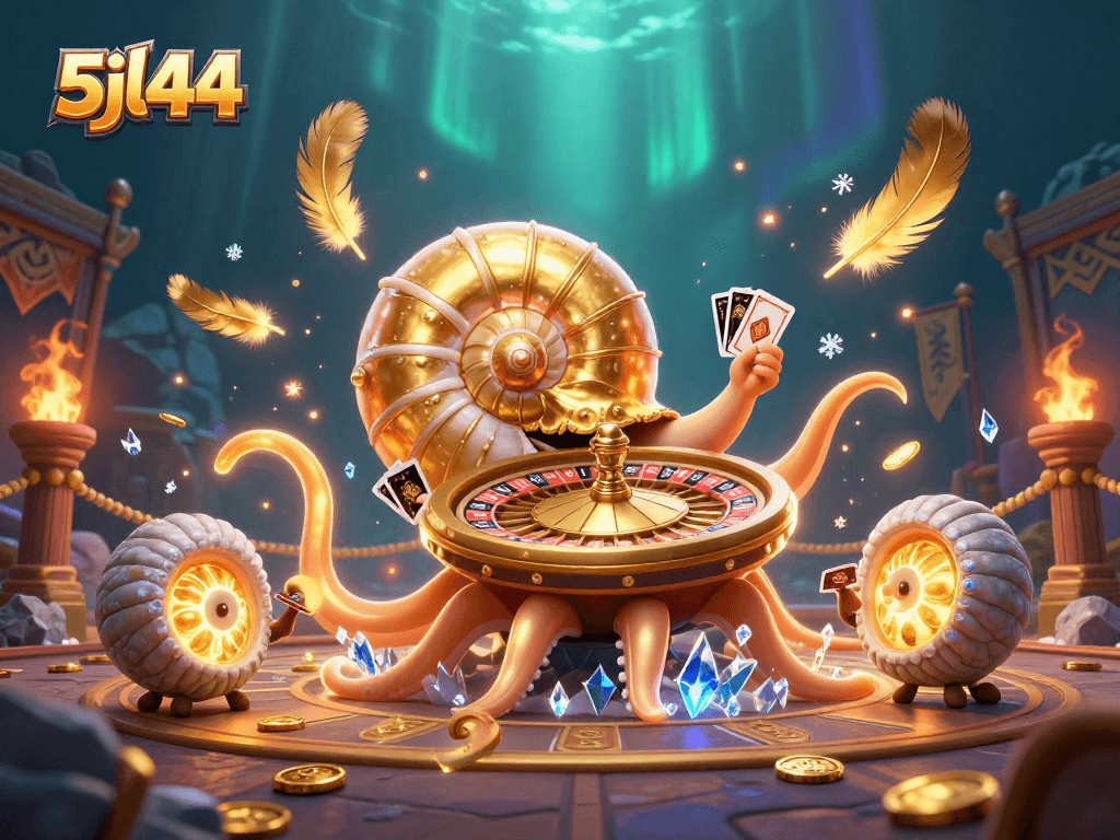 Engage in thrilling gameplay with the 5jl44 nautilus roulette featuring glowing cards and coins.
