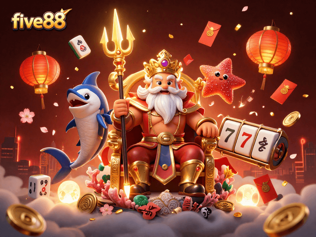 Experience the vibrant five88 gaming world with Neptune, rich visuals, and dynamic casino elements.