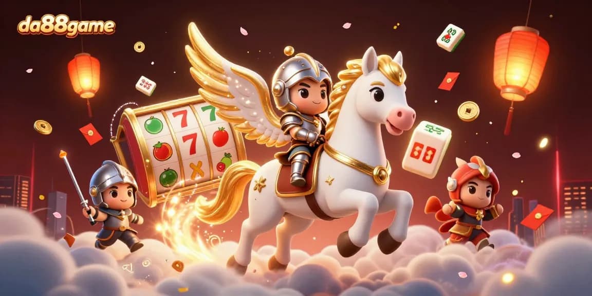 Engage with the dynamic da88game experience through a vibrant 3D casino illustration full of energy.