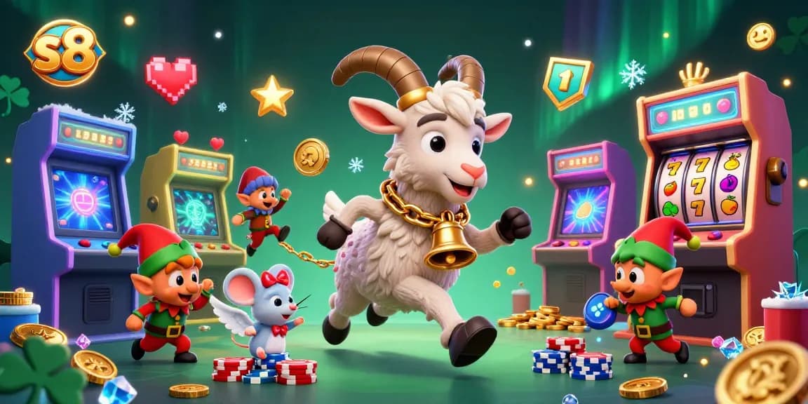 Experience thrilling gameplay at s8 with festive characters in a holiday-horror casino scene.