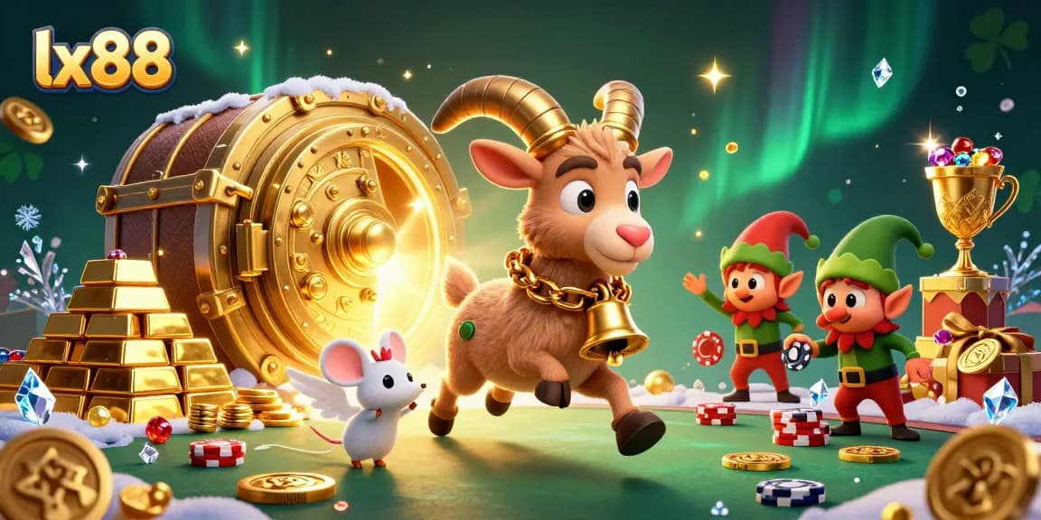 Experience the thrill of winning on lx88 with cartoon characters stealing chips in a lively casino scene.