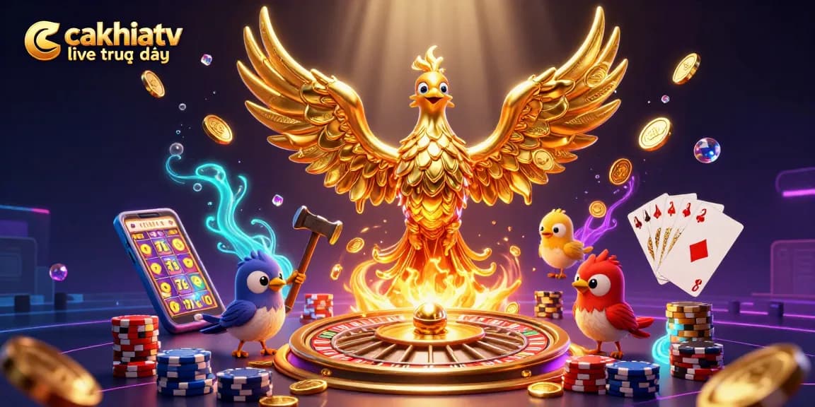Cakhiatv live trực tiếp offers a dynamic online casino experience with molten golden elements and interactive game features.
