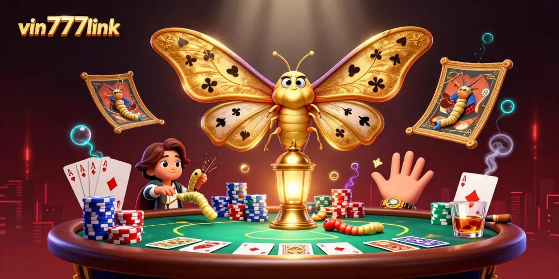 Engage in thrilling gameplay at vin777link with vibrant casino scenes illustrated by a majestic atlas moth.