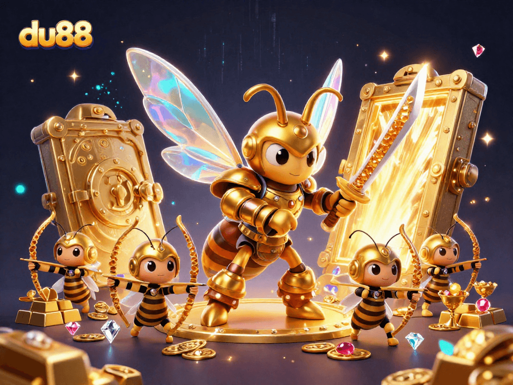 Experience the thrill of du88 as a giant golden hornet samurai and bee archers bring the casino to life.