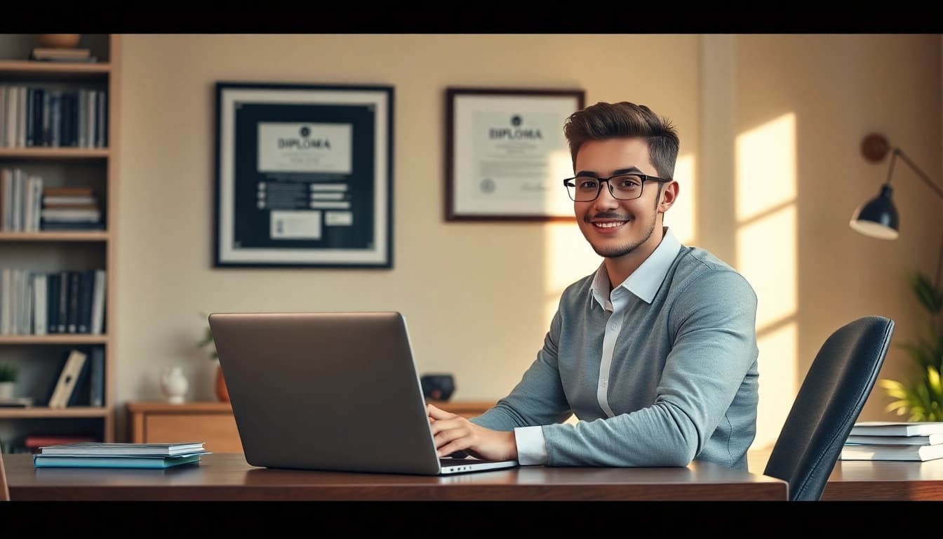 Diploma kopen Telegram-concept met een professional die online diploma-opties bespreekt.