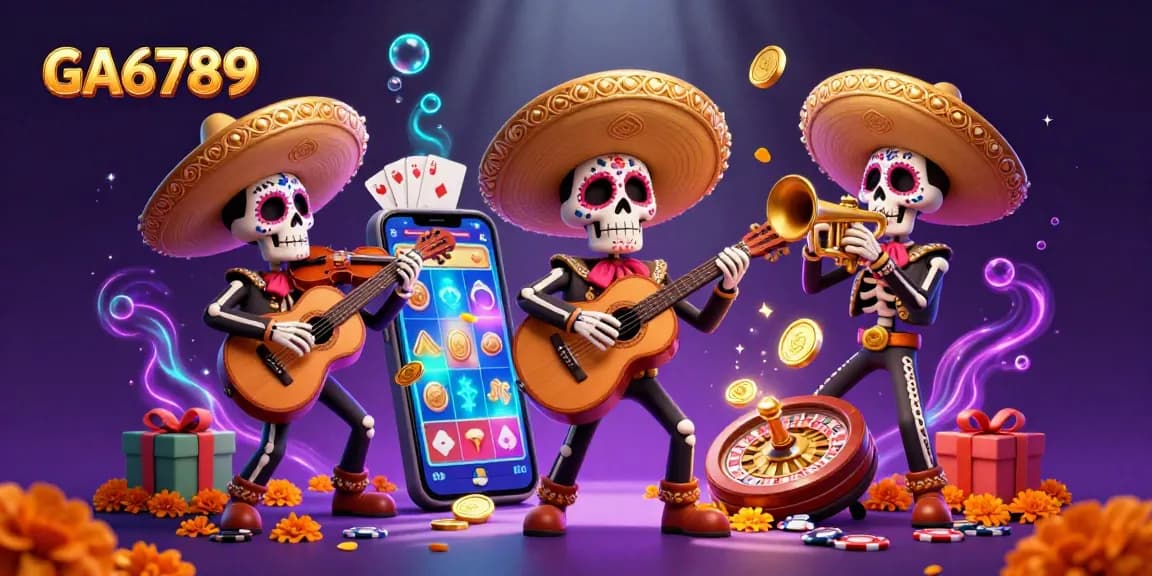 Experience GA6789 excitement with a vibrant mariachi band amidst dynamic casino elements.